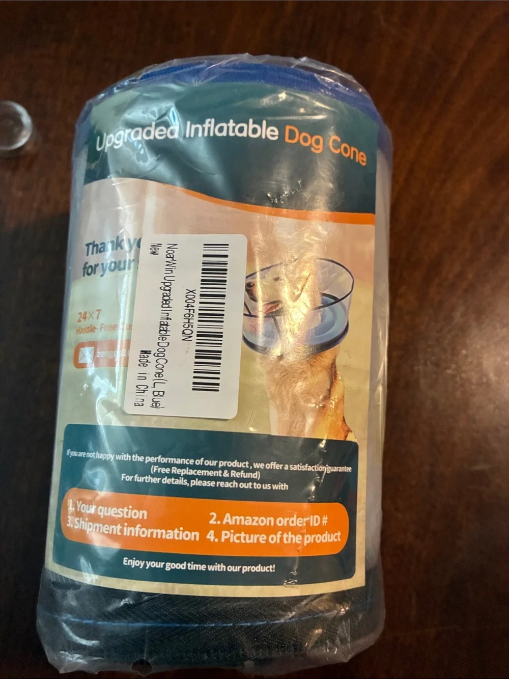 Inflatable Dog Recovery Cone Collar - Blue